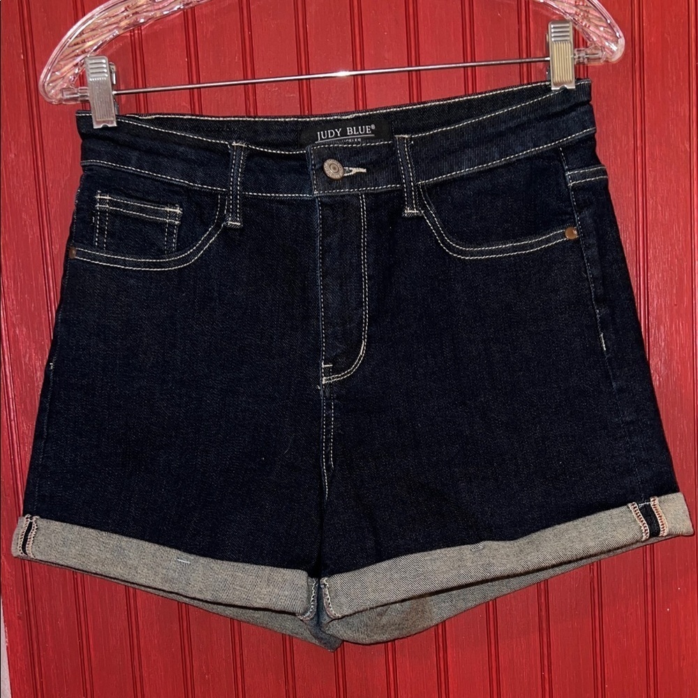 Judy Blue Women's Dark Blue Jean Cuffed Shorts M - Picture 2 of 7